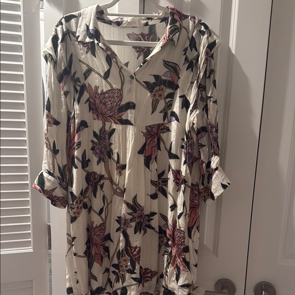 ba&sh Floral Mini Dress - Cream and Pink